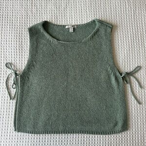 Amuse Society Sage Green Knit Side-Tie Tank Top